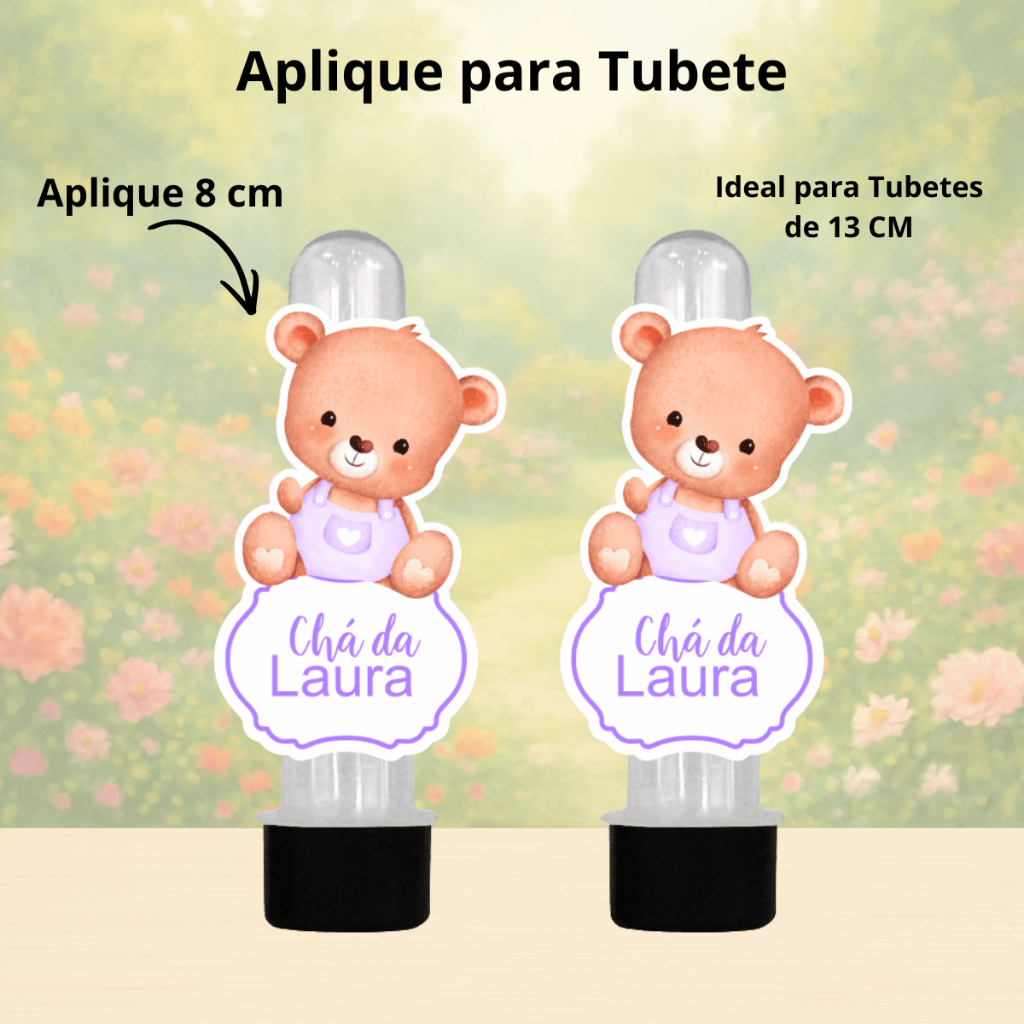 Ursinho Lilás para Tubete | Lembrancinhas Personalizadas  Infantil Não Acompanha Tubete Chá de Bebê.
