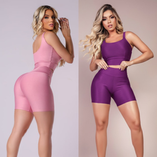 CONJUNTO FITNESS FEMININO SHORT E TOP MUSCULAÇÃO TREINO ACADEMIA em Oferta na Shopee