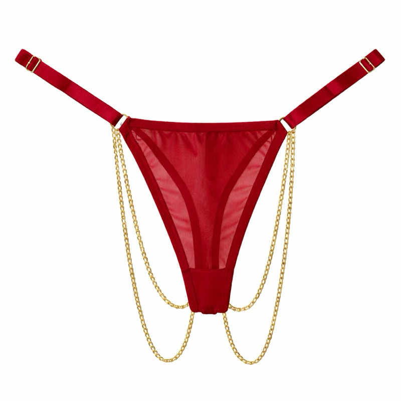 Calcinha Darle fio de telinha com elastano e correntes laterais. em Oferta na Shopee