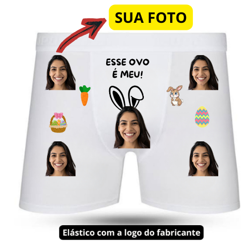 Cueca Boxer Personalizada com Sua Foto Páscoa Esse Ovo é Meu, namorado, presente romântico em Oferta na Shopee