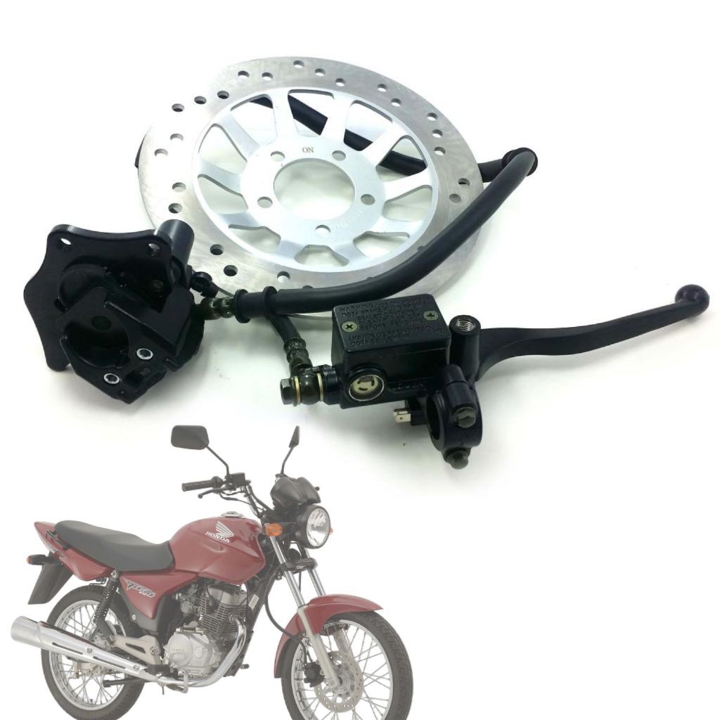 KIT FREIO DISCO TITAN 150 2004 A 2008 CILINDRO MESTRE BURRINHO + PINÇA COM PASTILHA + FLEXIVEL + DISCO FREIO