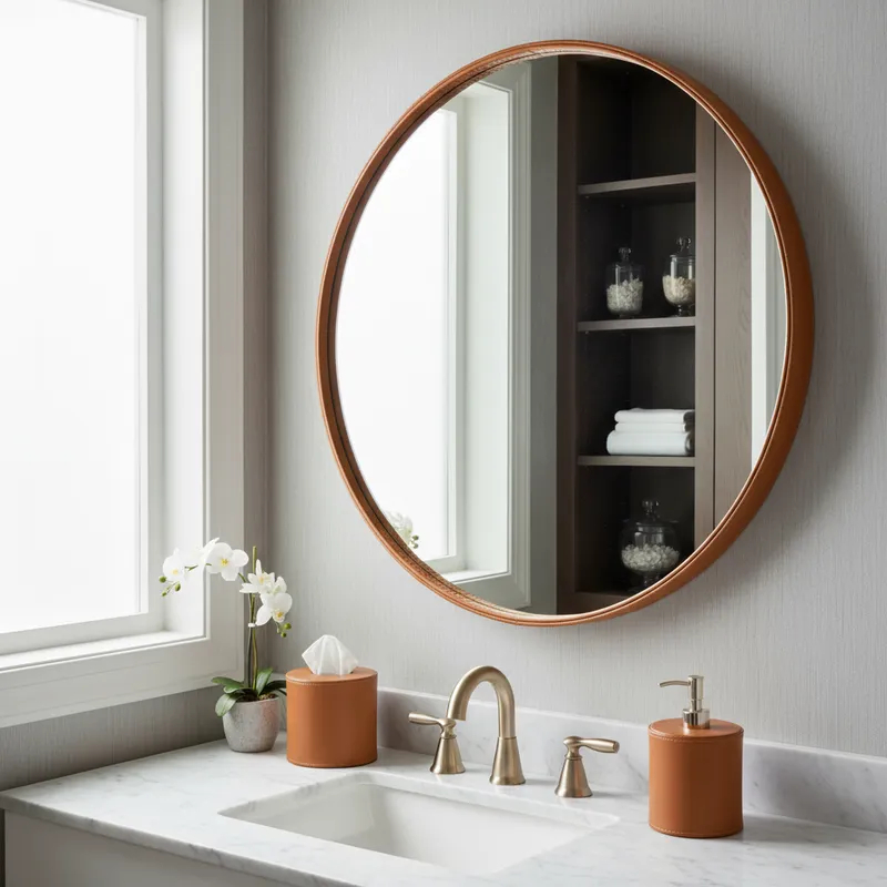 Espelho Redondo Moldura 90cm + Kit Instalação Decoração Sala Banheiro Lavabo Casa Quarto Hall Loja