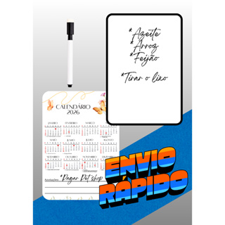Kit Lousa + Calendário Magnético para Geladeira/Painel - Recados/Anotações/Listas de compras em Oferta na Shopee