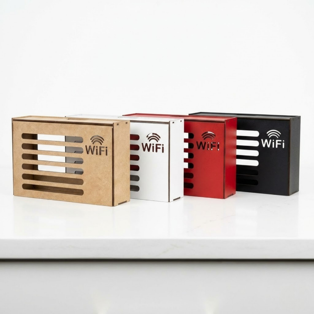 Porta Modem / Roteador de Parede com Tampa em MDF Branco