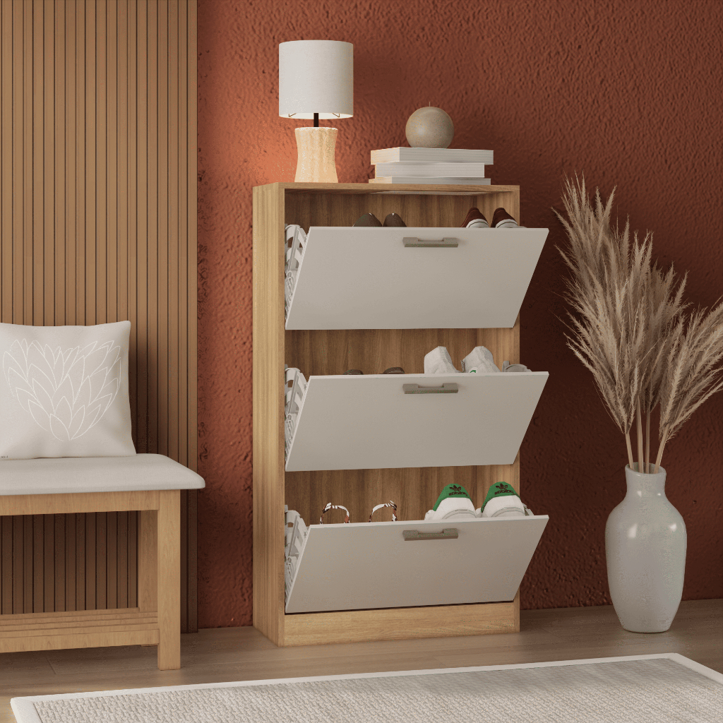 Armário Sapateira 3 Gavetas Basculantes Branco para Hall e Quarto | ATÉ 20 PARES | Moveis Bonatto