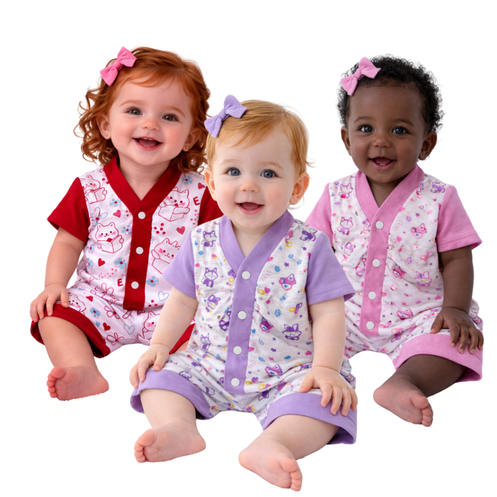 Pijama Bebê Menina Manga Curta e Longa Algodão Confortável Estampado Infantil Promoção