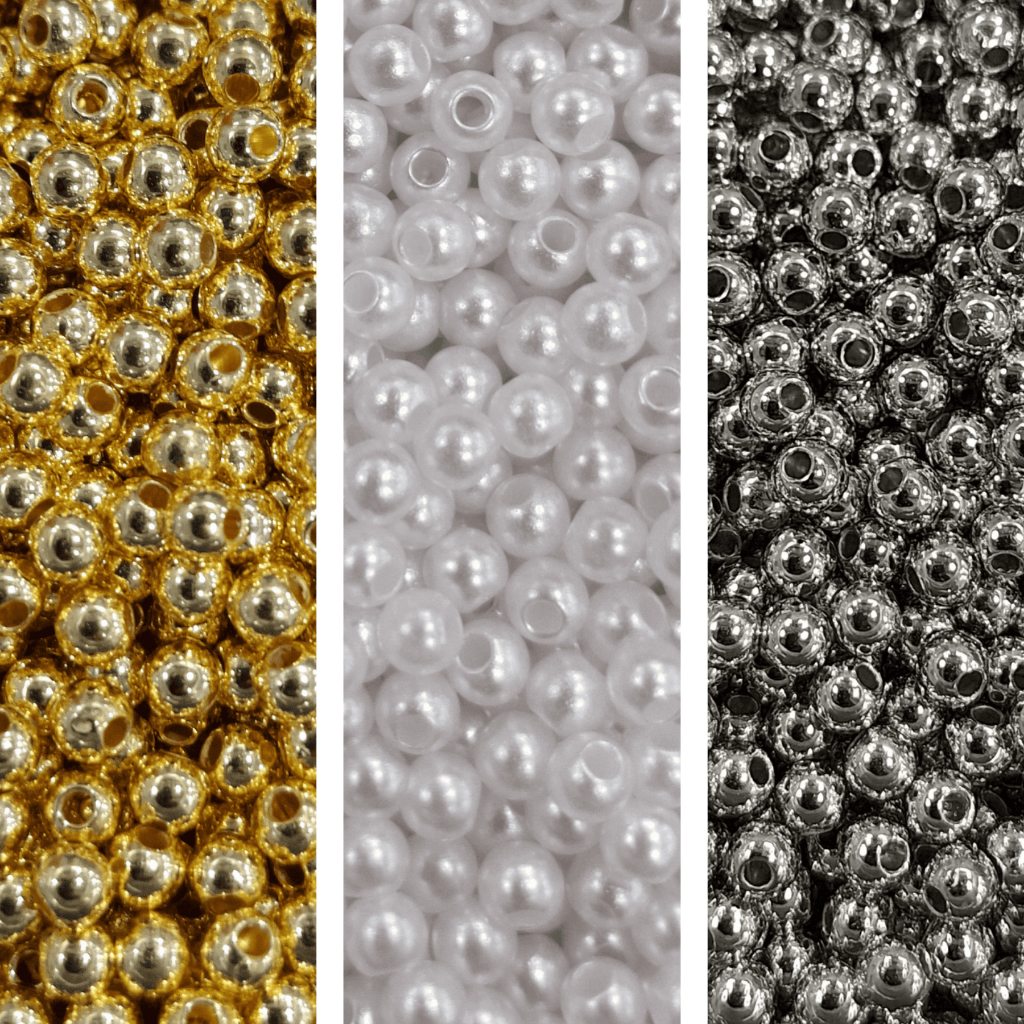 1000 Unidades de Pérola ABS 4MM com Furo Passante Terço Pulseiras DIY