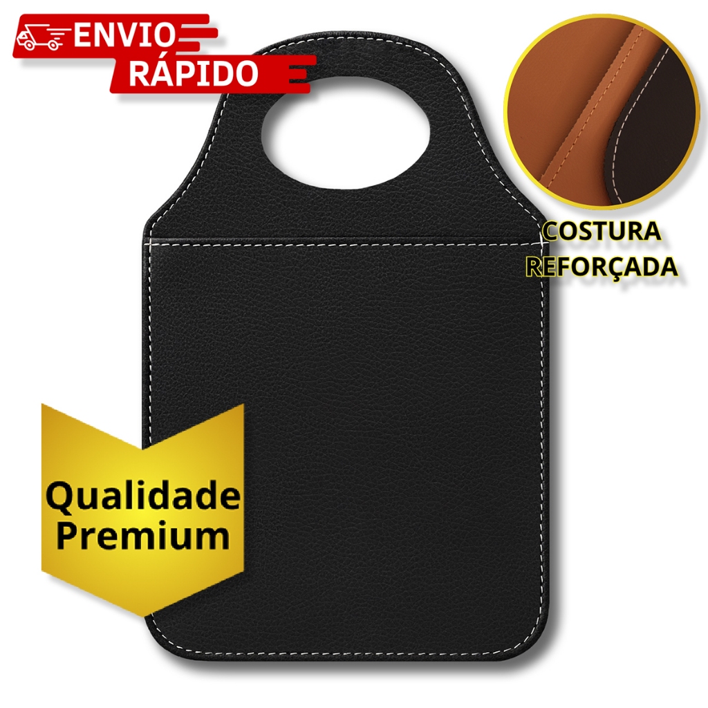Lixeira Automotiva Para Carro em Couro Resistente Universal
