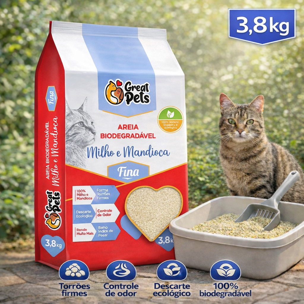 Areia Biodegradável Fina para Gatos - Great Pets em Oferta na Shopee