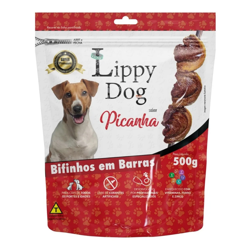 Bifinho Carne Picanha 500G Petisco Snack Cães Premium Adulto - Lippy Dog