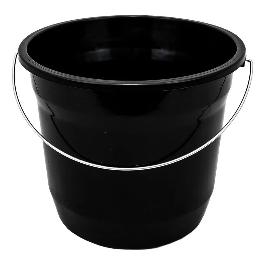 Kit 20 Baldes Plástico 7 Litros Alça Reforçada - Atacado Preto