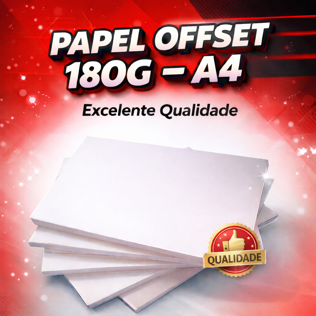 Papel Offset Opaline Liso 100 Folhas 180g A4 Branco em Oferta na Shopee