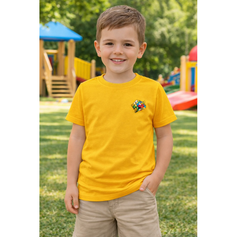 Camiseta Infantil Masculina – Camisa Básica Menino Algodão Confortável Moda Infantil Cubo Magico