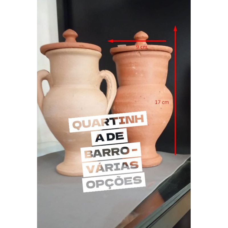 Quartinha de Barro Natural 17cm – Feminina, Masculina ou Kit com 2