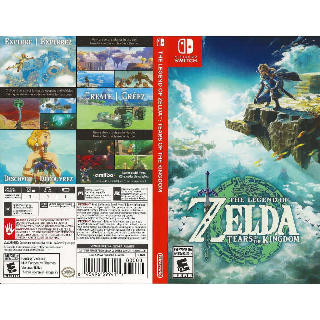 Kit 5 Encartes de Reposição( Escolha os titulos)- Nintendo Switch- The Legend Of Zelda