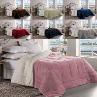 Coberdrom Edredom Solteiro, Casal, Queen E King Cobertor Sherpa Dupla Face Pele Carneiro Premium em Oferta na Shopee
