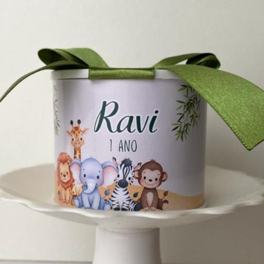 Kit Tubolatas Personalizadas 5x6 Safari Lembrancinha Maternidade Chá de Bebê Aniversário Infantil
