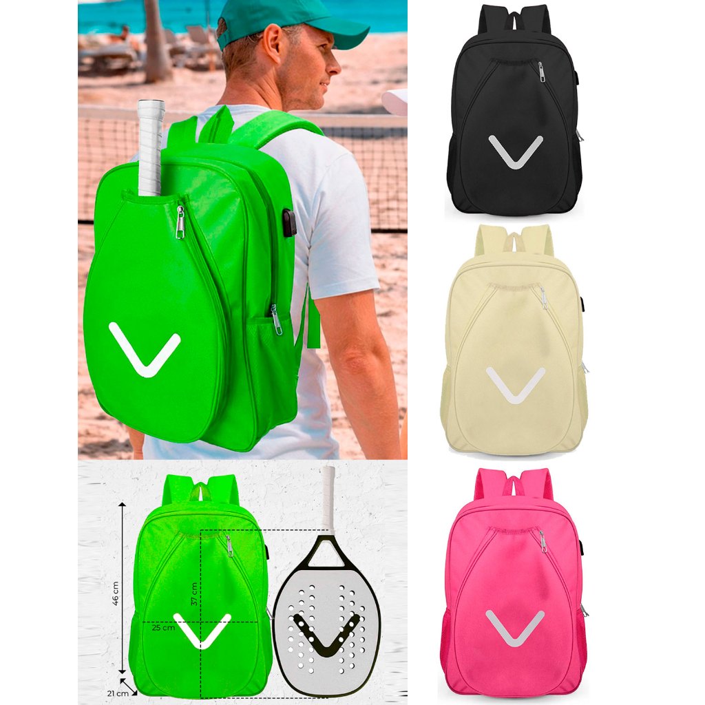Mochila Raqueteira Bolsa Espaçosa Beach Tennis Padel Tênis