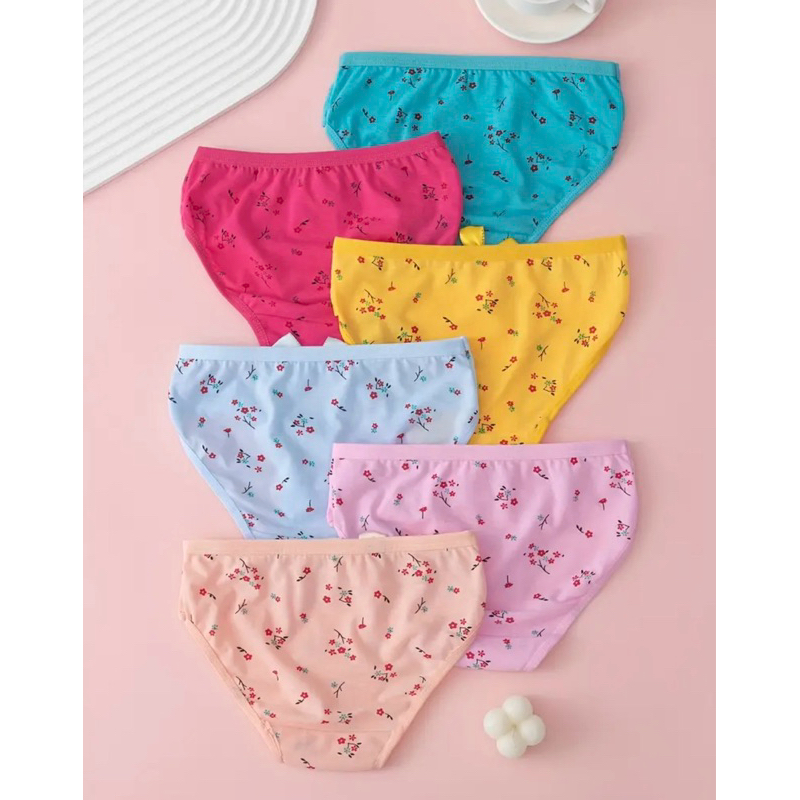 3 Calcinhas estampada de roupa interior confortável de cintura média para meninas, com formato de triângulo