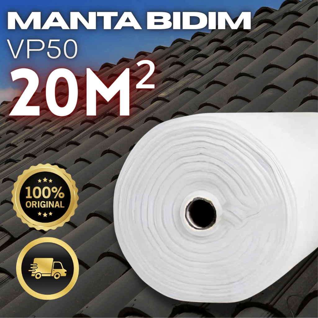 Manta Estruturante VP50 20m² Impermeabilização Telhado Laje Cobertura Anti Fissuras Profissional