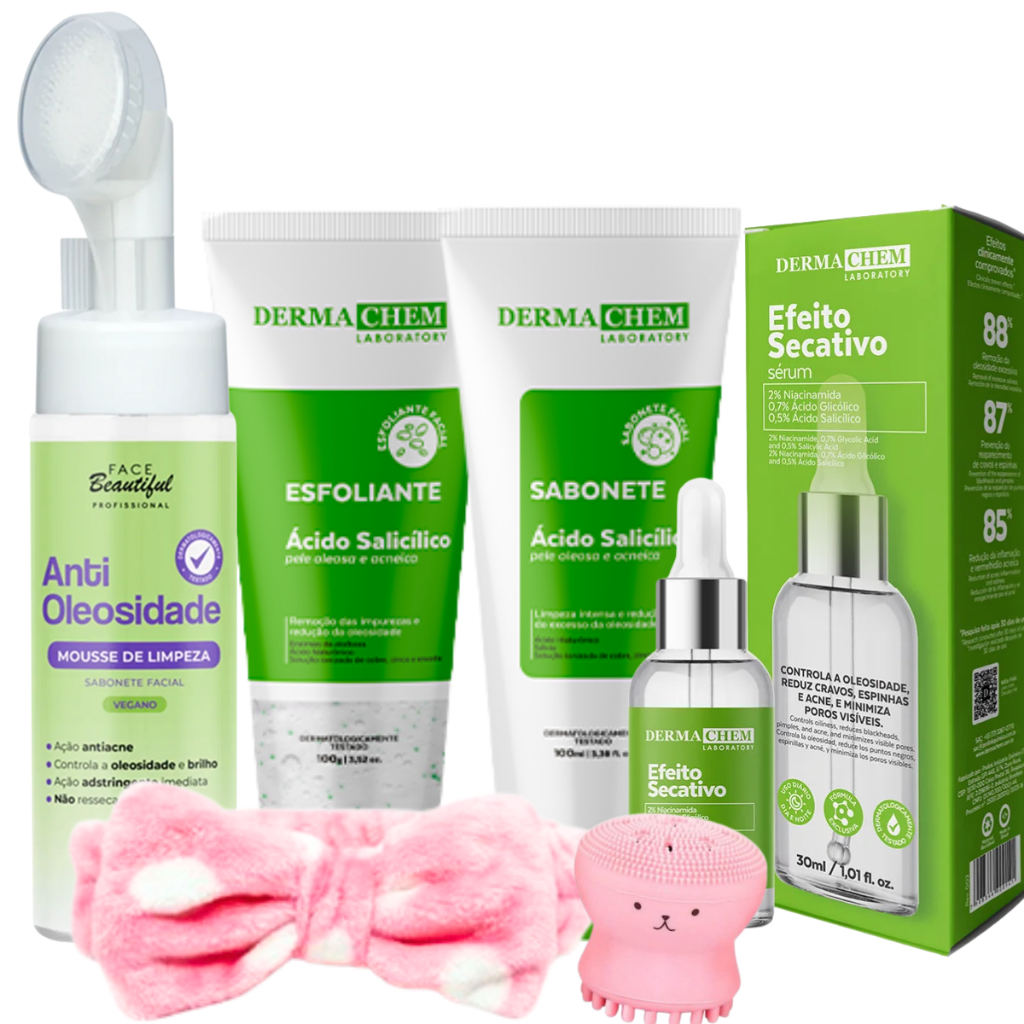 Kit limpeza de pele oleosa dermachem antioleosidade skincare