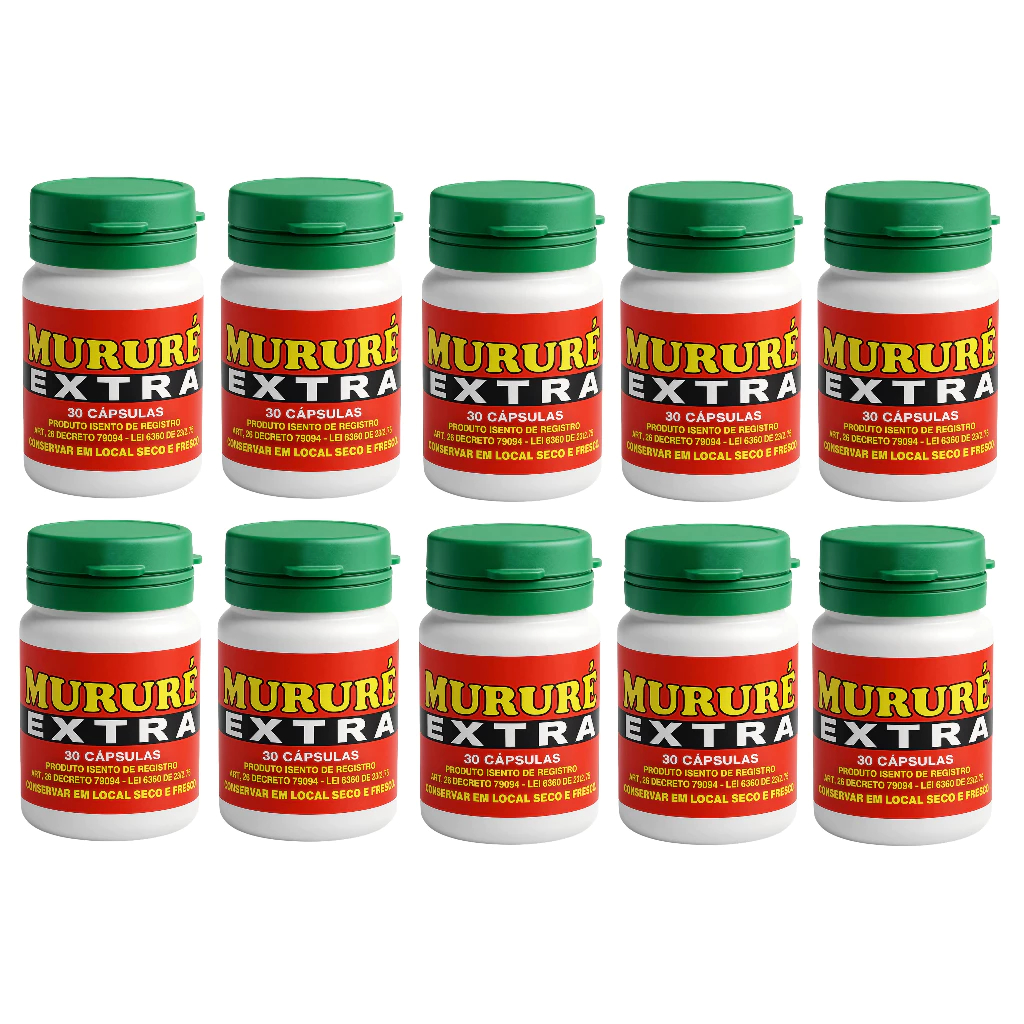 10 Potes Mururé Extra Original Suplemento Nutricional 30 Capsulas