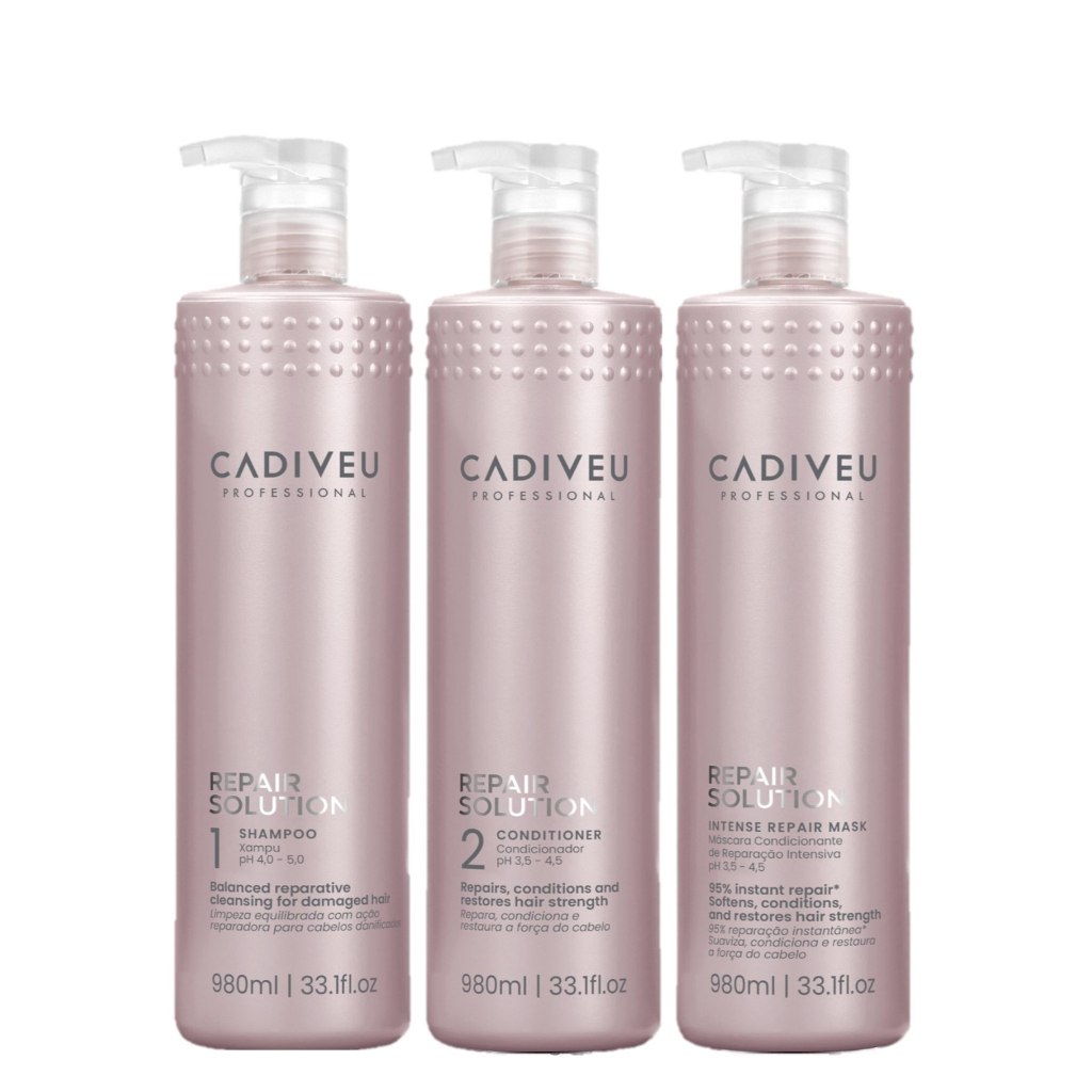Cadiveu Kit Repair Solution Sh 980ml + Cond 980 + Masc 980ml