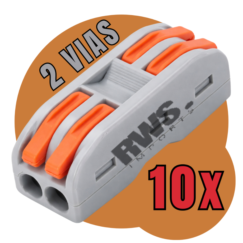 Kit 10 Conectores 2 Polos 32A 250V Emenda Cabos Cinza e Laranja em Oferta na Shopee