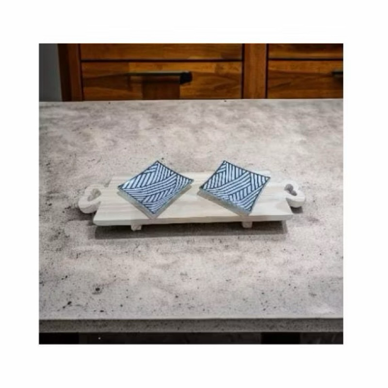 KIT COM 2 TRAVESSAS DE VIDRO | TAM.: 10X10CM | LISTRAS PRETAS COM FUNDO BRANCO | CASA E DECORAÇÃO | PETISQUEIRA | PRATO