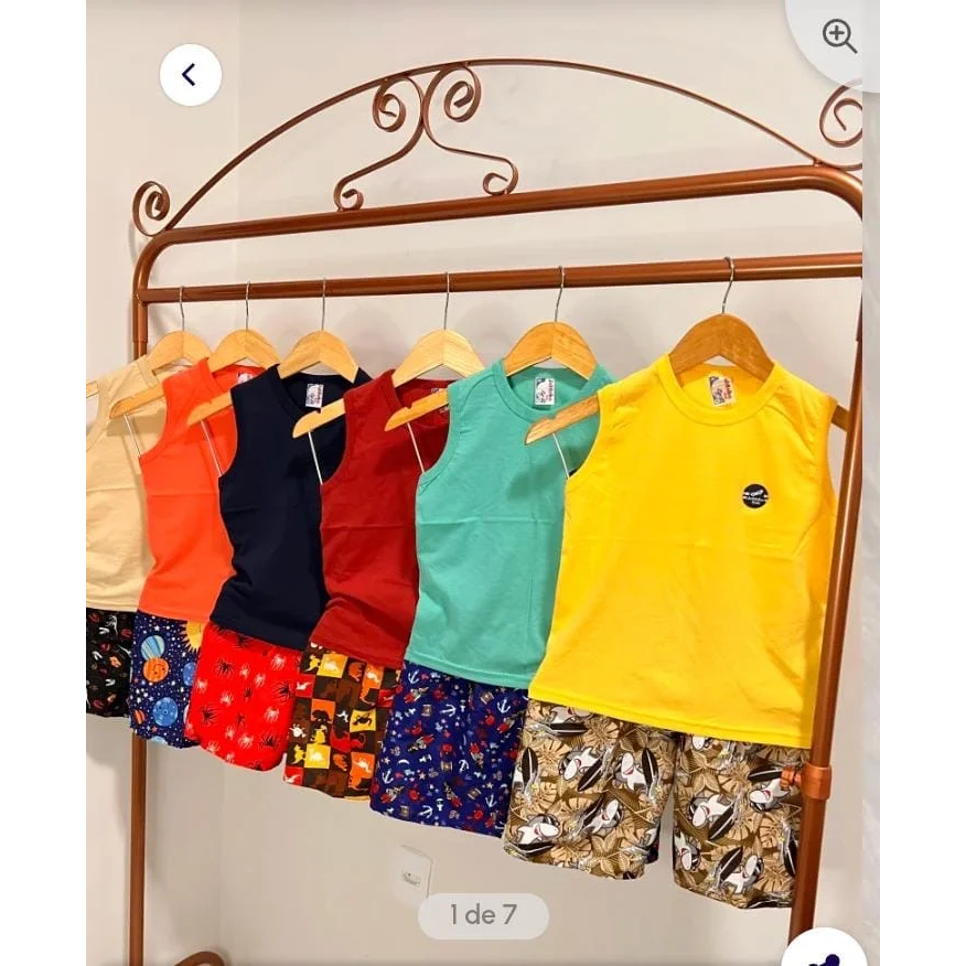 Conjunto menino regata bermuda estampada