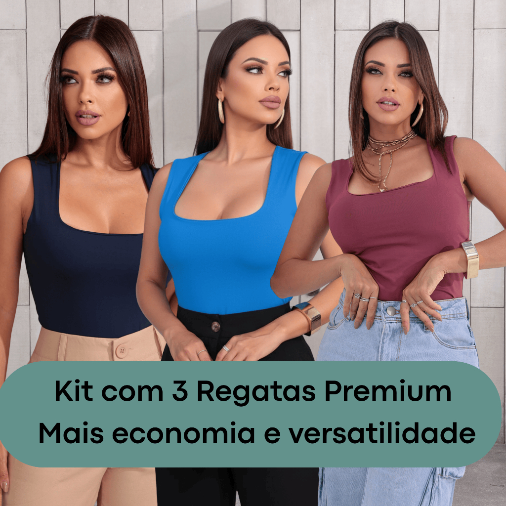 Kit 3 Regatas Femininas Poliamida Premium Conforto Dia a Dia em Oferta na Shopee