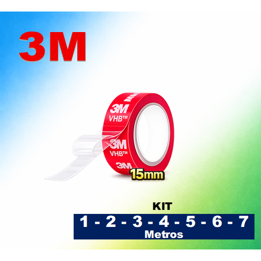Fita Dupla Face Extra Forte 15mm da 3M Pronta Entrega Kit 1 A 7 metros