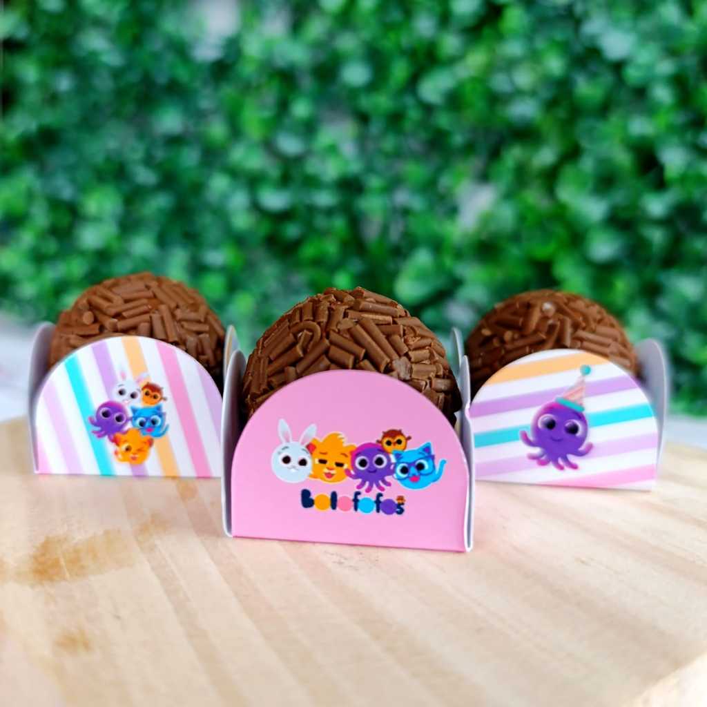 Forminhas para Docinhos Bolofofos Rosa Personalizadas 4 Pétalas Brigadeiro Festa Aniversário Doces