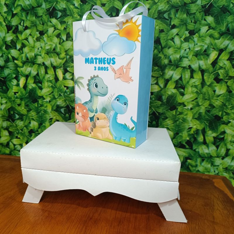 lembrancinha Dinossauro baby sacolinha personalizada para festa infantil tamanho P 10x15x4cm