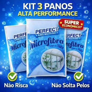 Kit 3 Pano Limpa Vidro Tela Multiuso Microfibra 40 x 40cm Perfect Pro em Oferta na Shopee