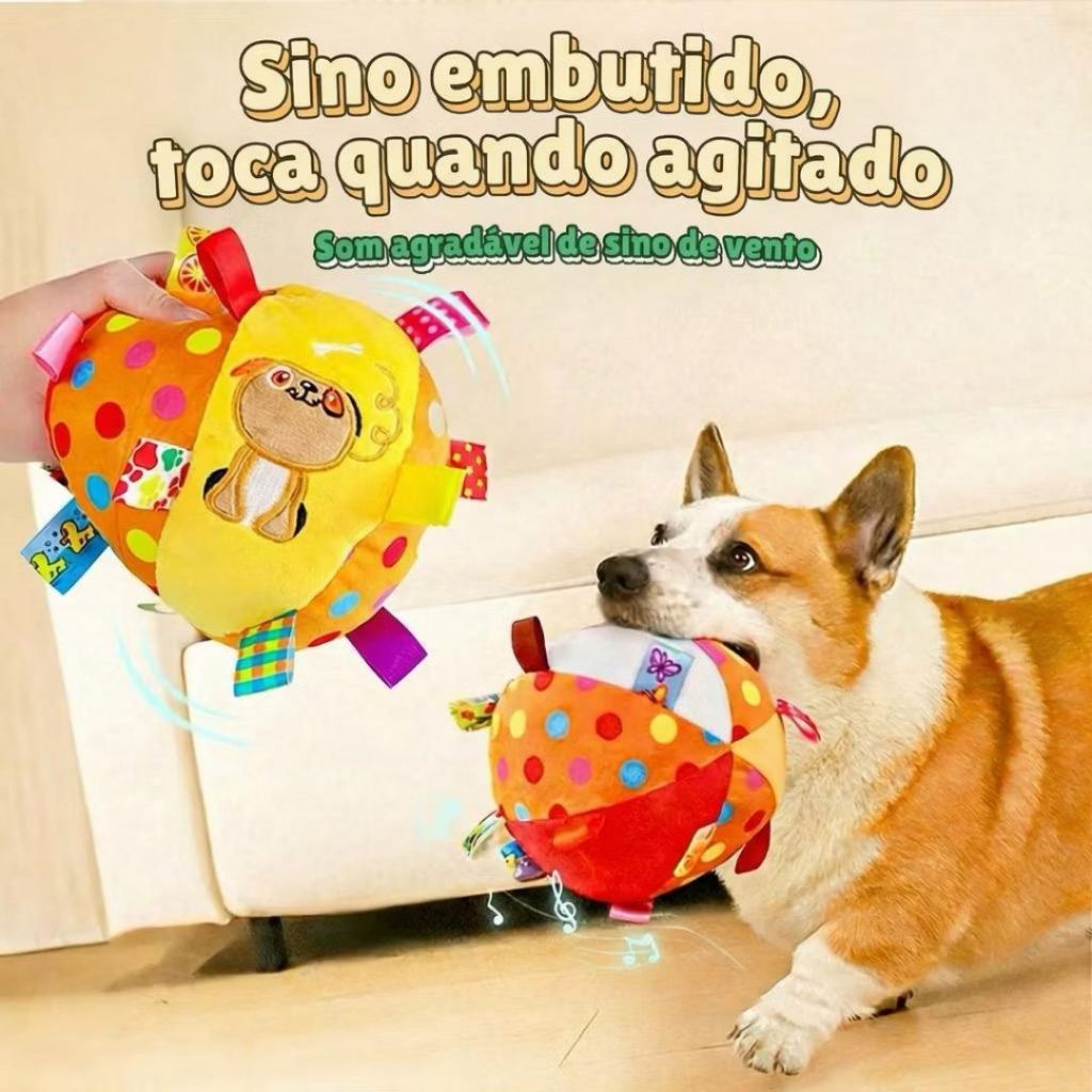 Bola de Pelúcia Sonora para Cães com Guizo Suave Morder Gastar Energia Aliviar Estresse