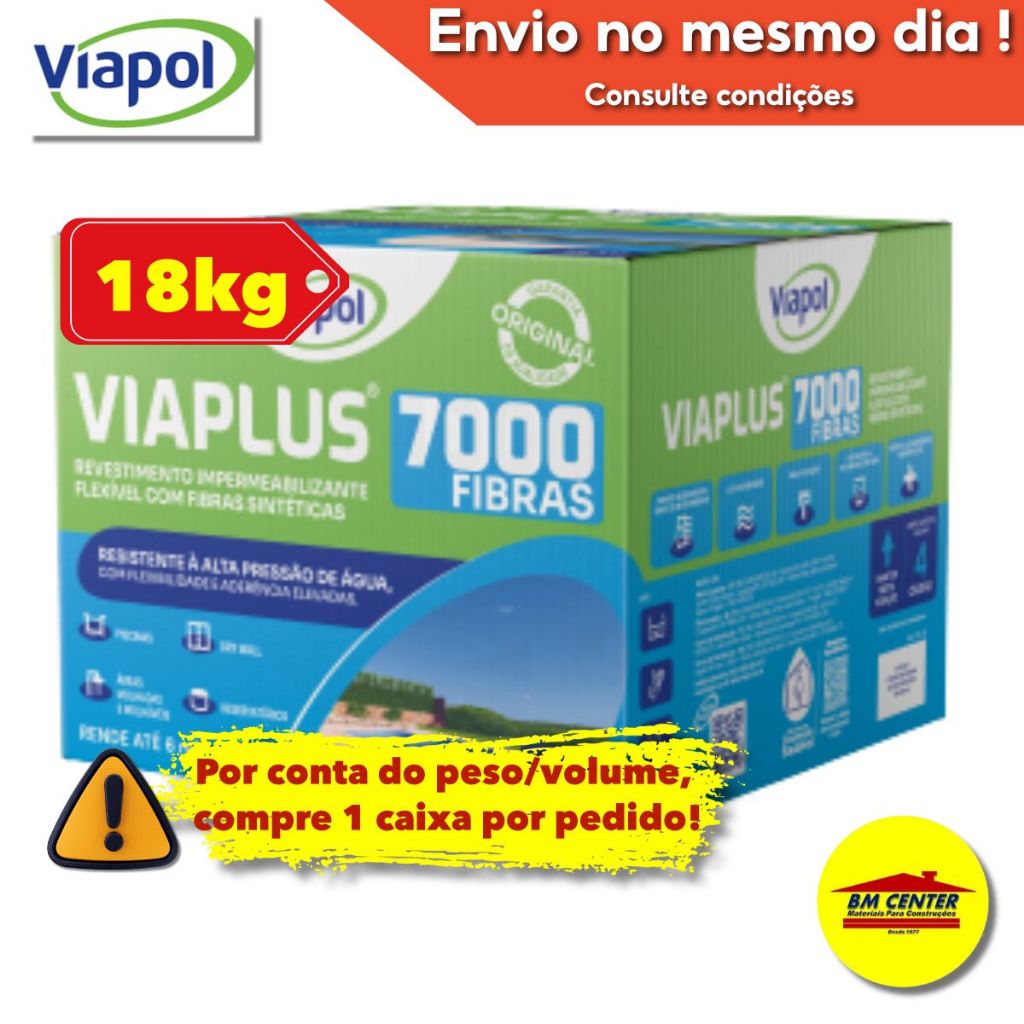 Viaplus 7000 Fibras Argamassa Polimérica Impermeabilizante 18kg Viapol