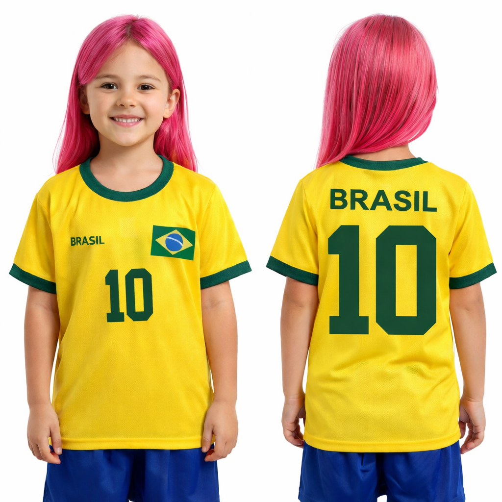 Camiseta Infantil Feminina Brasil Bandeira Oficial – Confortável, Não Desbota 2 ao 8 Anos em Oferta na Shopee