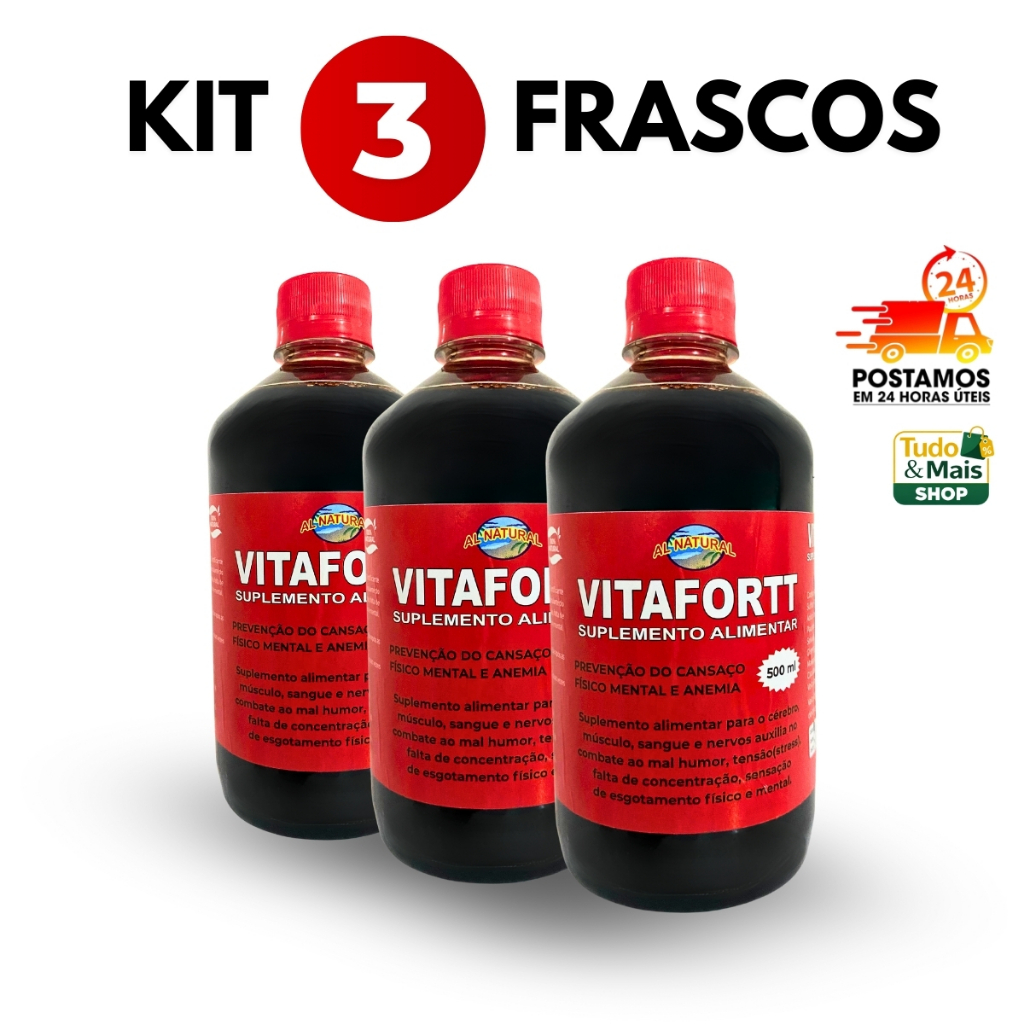 Kit 3 Unidades VitaFortt Líquido 500ml em Oferta na Shopee