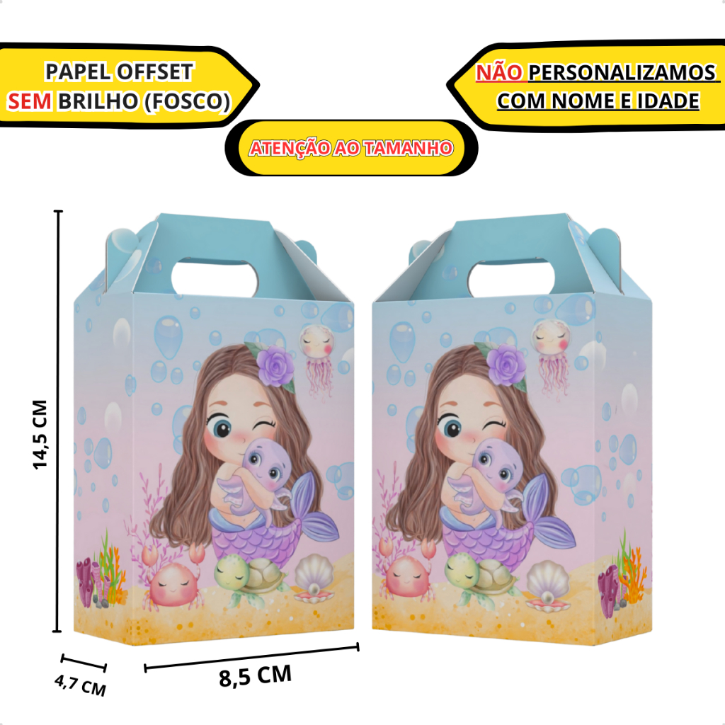 Lembrancinha Fundo do Mar Aquarela Sereia Maletinha Aniversario Festa infantil em Oferta na Shopee