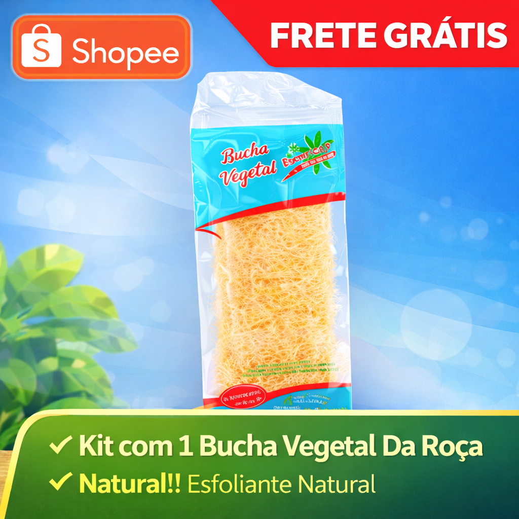 Bucha Vegetal Natural da Roça 14cm Original | Esponja Vegetal Banho e Esfoliante Natural | 1 Unidade