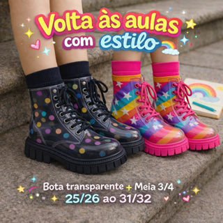 BOTA COTURNO INFANTIL FEMININA TRATORADA GALOCHA MENINA 25 AO 32 REF.1 em Oferta na Shopee