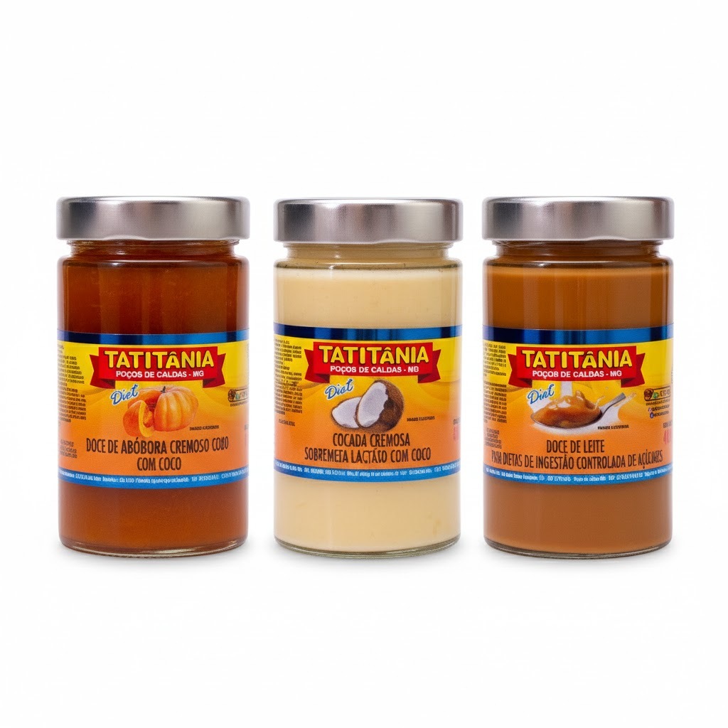 Doces Diet Mineiro Tatitânia 400g  Sem Açúcar Vários Sabores Leite/Abóbora/Cocada/Goiaba/Figo