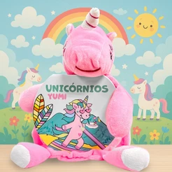 Livro de Colorir Infantil Com Pelúcia Naninha Unicórnios