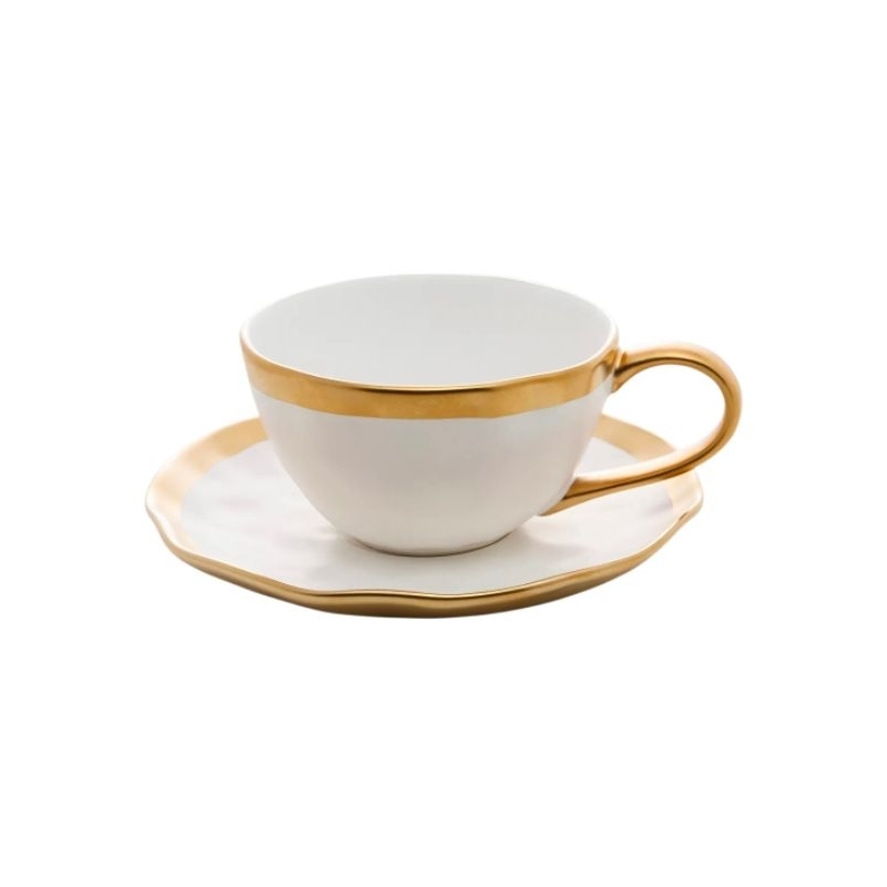 Xícara Dubai Para Café 90ml Porcelana Wolff Branca e Dourado