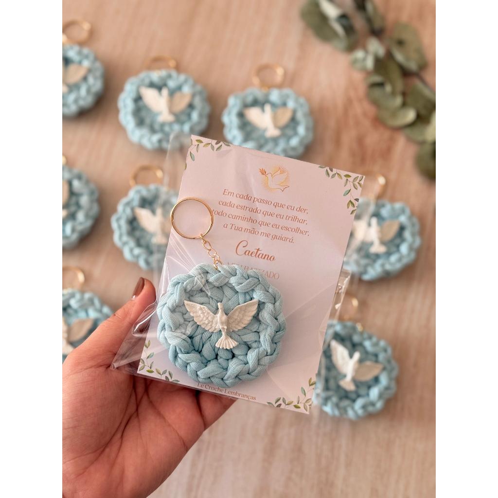 lembrancinha de Batizado lembrança Primeira Comunhão / Primeira Eucaristia Chaveiro Divino Espírito Santo dourado