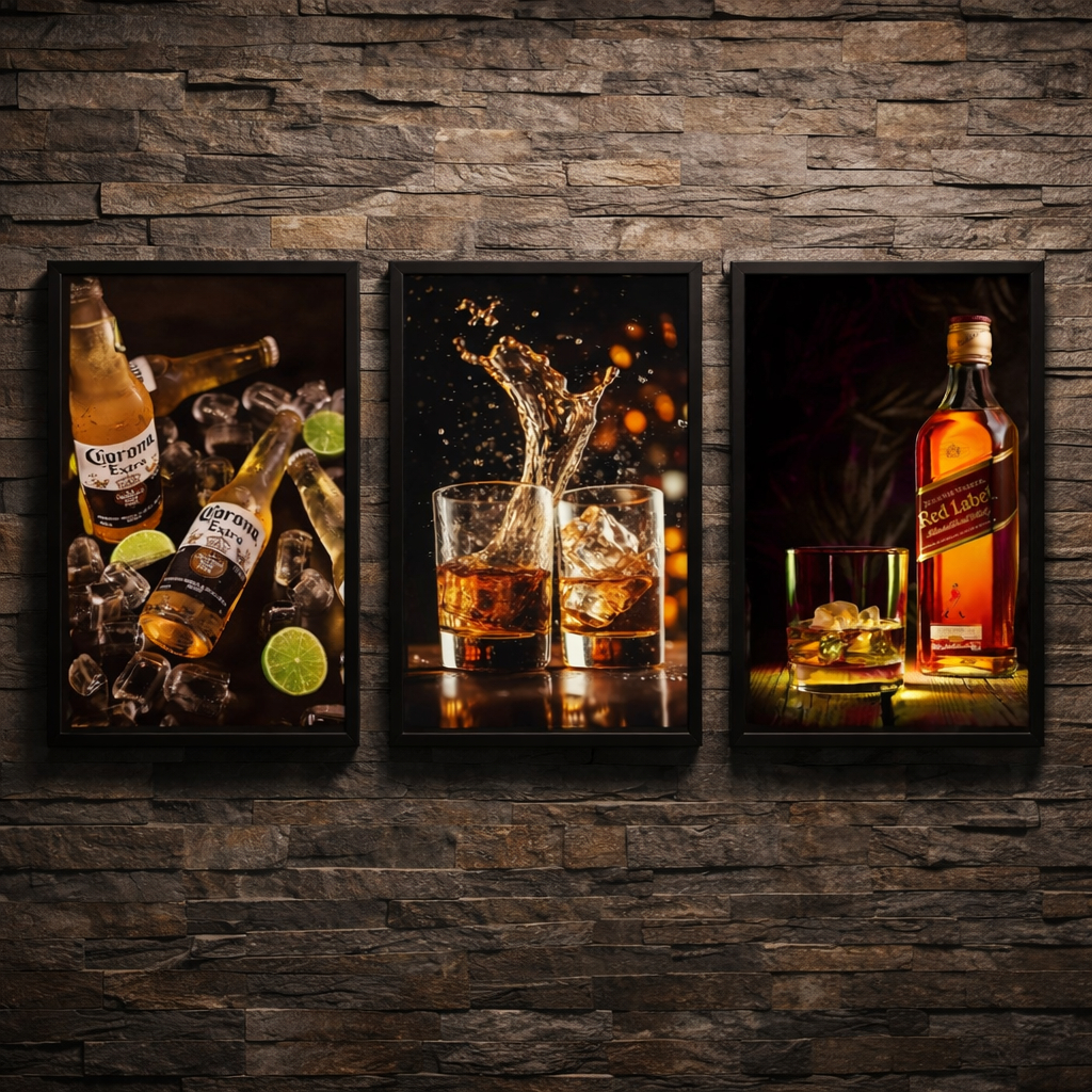 Quadro decorativo kit cerveja decoração para adega restaurante bar bebida em Oferta na Shopee