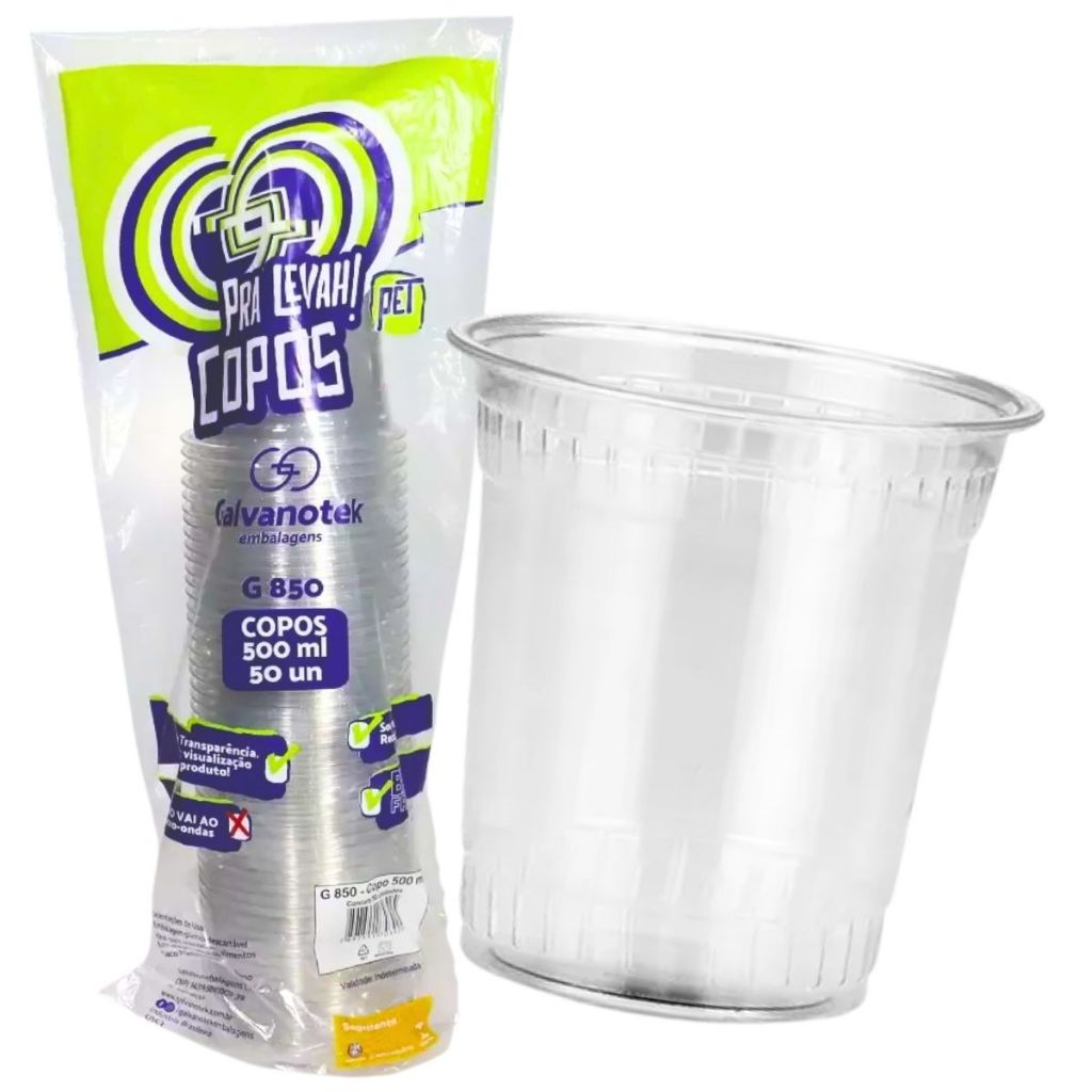 Copo Descartável Plástico 500ml Sem Tampa Açaí Sorvete Sobremesas 10 Conjutos G850