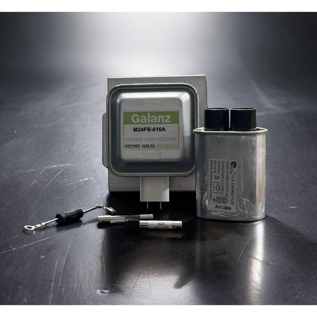 Kit Tecnico Microondas Magnetron M24FB-610A + Capacitor 0,85uf + Diodo + fusível  20A + Fusivel de Vidro 0.8A