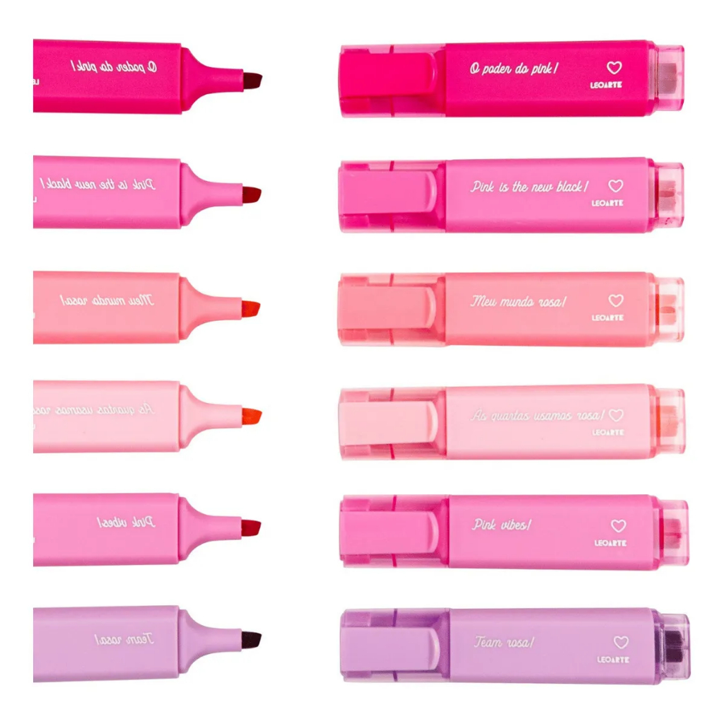 Marca-texto Pink Vibes Estojo Com 6 Cores Leo e Leo em Oferta na Shopee